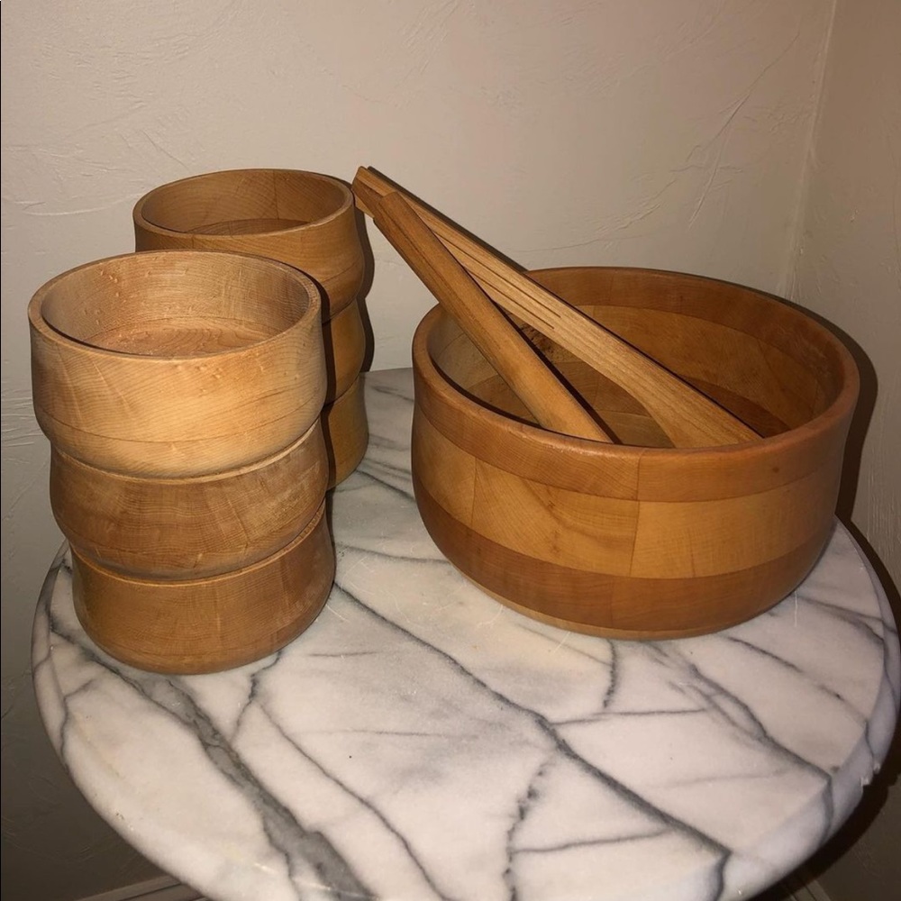 Handcrafted wooden salad bowl set 🥗🥙